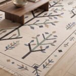 Elegant Handwoven Cotton Rug | Artistic Floral Design for Premium Living Room Bedroom and Timeless Home Decor - Image 3