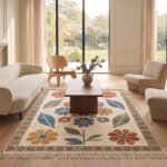 Premium Handwoven Cotton Rug | Artistic Multicolor Floral Pattern Area Rug for Elegant Home Interiors - Image 2