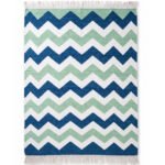 Modern Blue & Green Abstract Cotton Rug | Handcrafted Artistic Area Rug for Contemporary Interiors - Image 5
