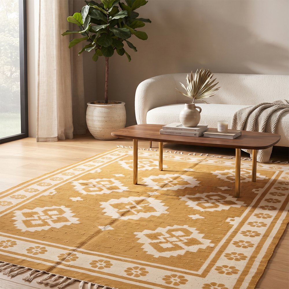 83 Handcrafted Cotton Rug | Contemporary Geometric Design for Stylish Home Interiors - Image 1