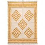Geometric Pattern Handwoven Cotton Rug Yellow | Modern Artistic Style for Contemporary Homes - Image 5