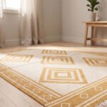 Geometric Pattern Handwoven Cotton Rug Yellow | Modern Artistic Style for Contemporary Homes - Image 3