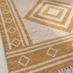 Geometric Pattern Handwoven Cotton Rug Yellow | Modern Artistic Style for Contemporary Homes - Image 4